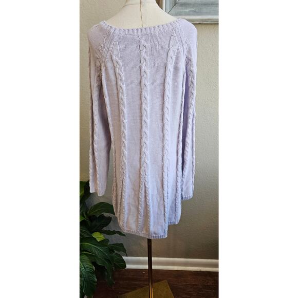 Soft Surroundings Women's Cable Knit Cozy Tunic Pullover Sweater Size L Lavender - Picture 4 of 6